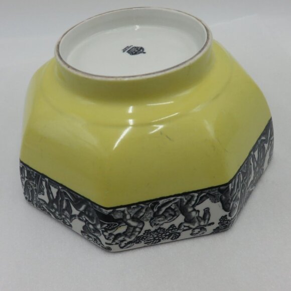 Vintage Cauldon Ware Yellow & Black Octagonal Ceramic Bowl - Picture 9 of 10